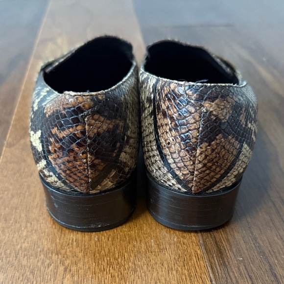 Via Spiga Tan and Brown Snake Print Loafers - Picture 3 of 12
